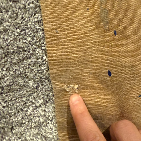 Carhartt Double Knee Bib Overalls Mens 40x32* BRN Canvas Workwear Paint Splatter - Picture 10 of 16